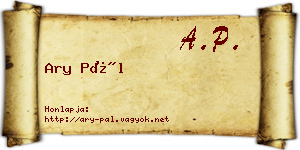 Ary Pál névjegykártya