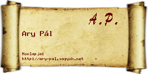 Ary Pál névjegykártya